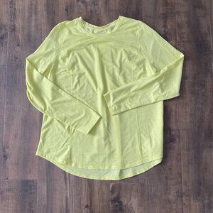 Avia Neon Yellow Long Sleeve Athletic Running Top XL
